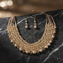 Brown Pearl Glass Bead Woven Collar Bib Necklace