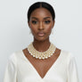 Cream Pearl Woven Collar Bib Boutique Necklace