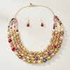 Multicolor Pearl Woven Collar Bib Boutique Necklace