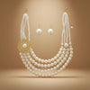 Cream Pearl Floral Detail 4 Layer Chunky Necklace