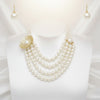 Cream Pearl Floral Detail 4 Layer Chunky Necklace