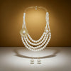 Cream Pearl Floral Detail 4 Layer Chunky Necklace