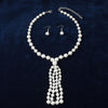 Tassel Pendant White Pearl with Silver Necklace