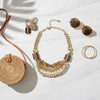 Wood Bead Natural and Glam Multi Layer Necklace