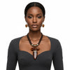 Caramel Brown Marbled Horn Pendant Cord Necklace