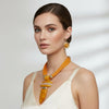 Orange Marbled Horn Pendant Multi Cord Necklace