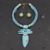 Turquoise Marbled Horn Pendant Multi Cord Necklace