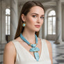 Turquoise Marbled Horn Pendant Multi Cord Necklace