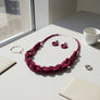 Long Fuchsia Wood Bead Earthy Energy Necklace