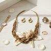 Long Gold Wood Bead Earthy Energy Necklace
