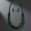 Long Green Wood Bead Earthy Energy Necklace