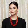 Long Red Wood Bead Earthy Energy Necklace