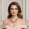 AKA Pink Green Crystal Cluster V Formal Necklace