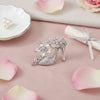 Brooch Clear Crystal High Heel Flower Silver Pin