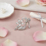 Brooch Clear Crystal High Heel Flower Silver Pin