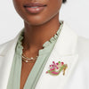 Brooch AKA Pink Green Crystal High Heel Flower Pin