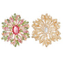 AKA Pink Green Marquise Crystal XL Brooch Women
