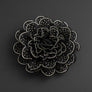 Black Camellia Flower Sparkle Brooch Hair Clip