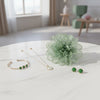 Green Camellia Flower Sparkle Brooch Hair Clip