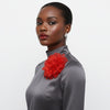 Red Camellia Flower Sparkle Brooch Hair Clip