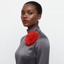 Red Camellia Flower Sparkle Brooch Hair Clip