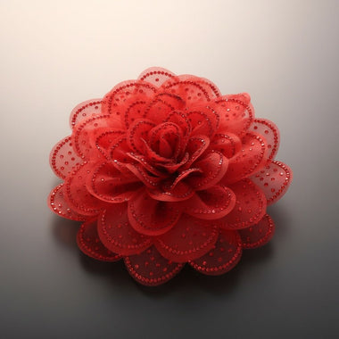Red Camellia Flower Sparkle Brooch Hair Clip