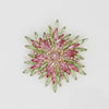 Brooch Pink Green Flower Gold Pin
