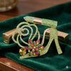 AKA Luminous Lipstick High Heel Green Gold Brooch