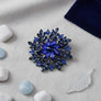 Brooch Large Navy Royal Blue Snowflake Flower Pin