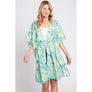 DIONA J FRONT ROPE FLOWER PRINT KIMONO ONE SIZE COLOR YELLOW