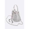 DIONA J RHINESTONE ICONIC TOP HANDLE BUCKET BAG COLOR SILVER