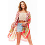 DIONA J PAISLEY PRINTED SILKY KIMONO ONE SIZE COLOR RED