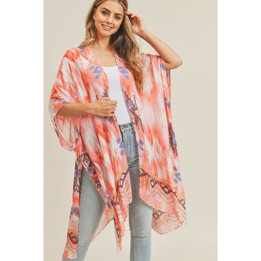 DIONA J TIE DYE BOHO KIMONO ONE SIZE COLOR PINK