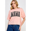 Diona J MAMA Checkered Mother's Day Graphic Relaxed Crop Top Size S Peach