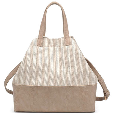 DIONA J STRIPE TEXTURED SATCHEL BAG COLOR NATURAL