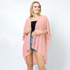 DIONA J TEXTURED JERSEY RELAXED FIT KIMONO ONE SIZE COLOR CORAL