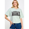 Diona J MAMA Checkered Mother's Day Graphic Relaxed Crop Top Size L Dust Mint