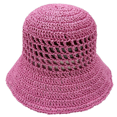 DIONA J SOLID STRAW BUCKET HAT ONE SIZE COLOR PINK