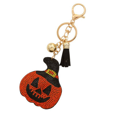 Halloween Pumpkin Rhinestone Keychain