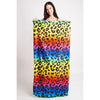 DIONA J FASHION RAINBOW LEOPARD PRINT 2 IN 1 TOTE BEACH TOWEL