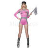 Racer Babe 3 Pc Pink Long Sleeve Front Zip Halloween Cosplay Costume Size XS