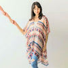 DIONA J SOUTHWEST ABSTRACT PRINT KIMONO CARDIGAN ONE SIZE COLOR PINK