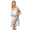 DIONA J MULTI COLOR STRIPE NET KIMONO ONE SIZE COLOR WHITE