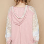 POL Star Patch Lace Long Sleeve Hooded Top