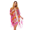 DIONA J FLORAL PRINTED SILKY KIMONO ONE SIZE COLOR PINK