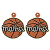 Diona J Game Day Basketball Seed Beaded Mama Post and Drop Earrings