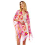 DIONA J TIE DYE FASHIONABLE KIMONO COVER UP CARDIGAN ONE SIZE COLOR PINK