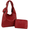 3IN1 SMOOTH HOBO BAG WITH CROSSBODY AND COIN PURSE SET DARK RED
