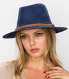 Vegan suede fedora with braided trim