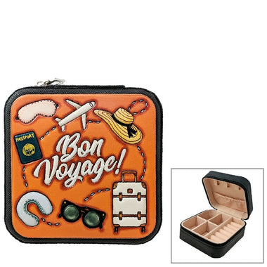 BON VOYAGE WESTERN TOOLED LEATHER TRAVEL JEWELRY BOX